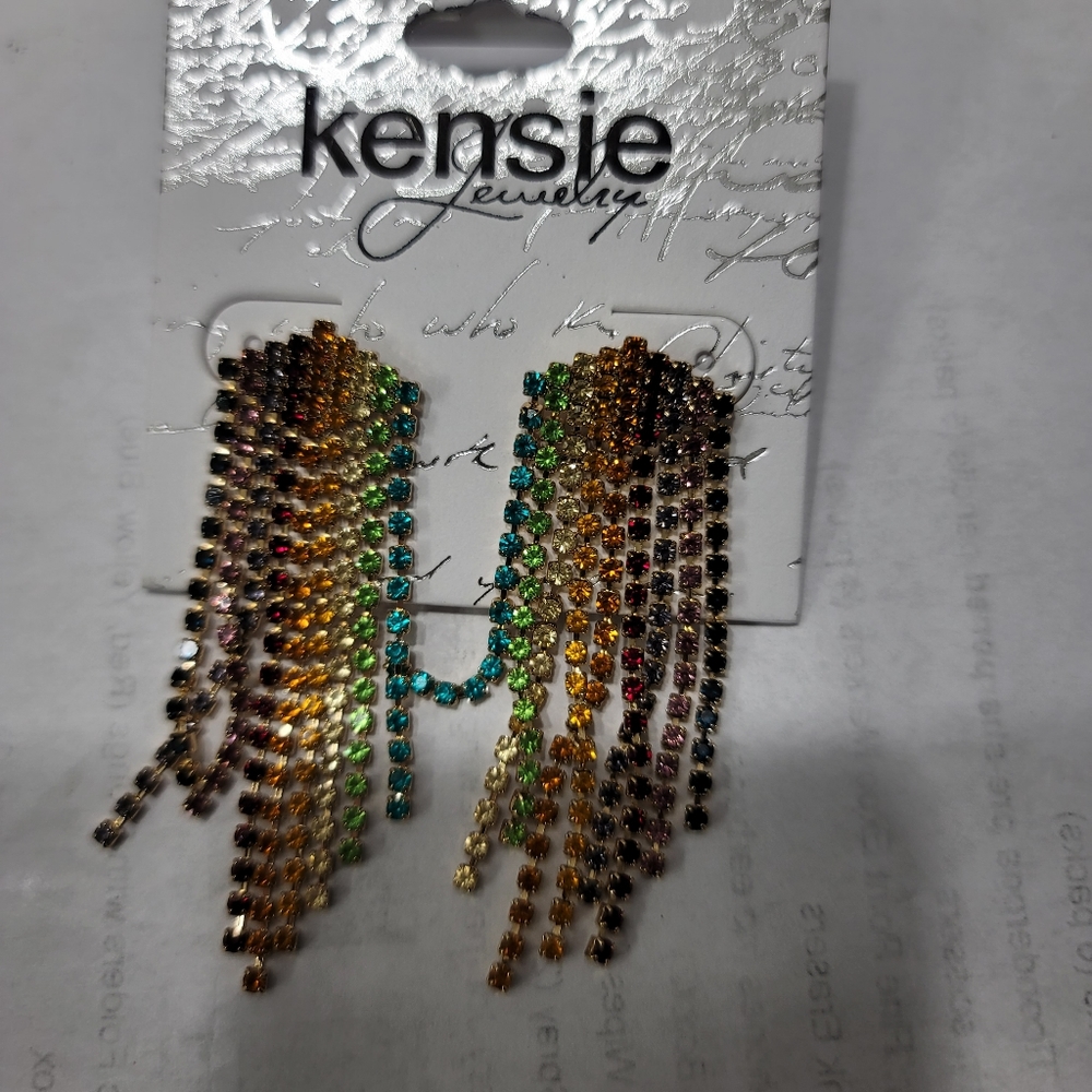 Kensie jewelry Multi Color Stone Frin Earrings